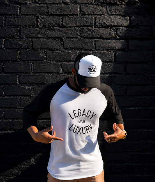 Legacy Over Luxury™ 3/4 Sleeve Baseball Tee